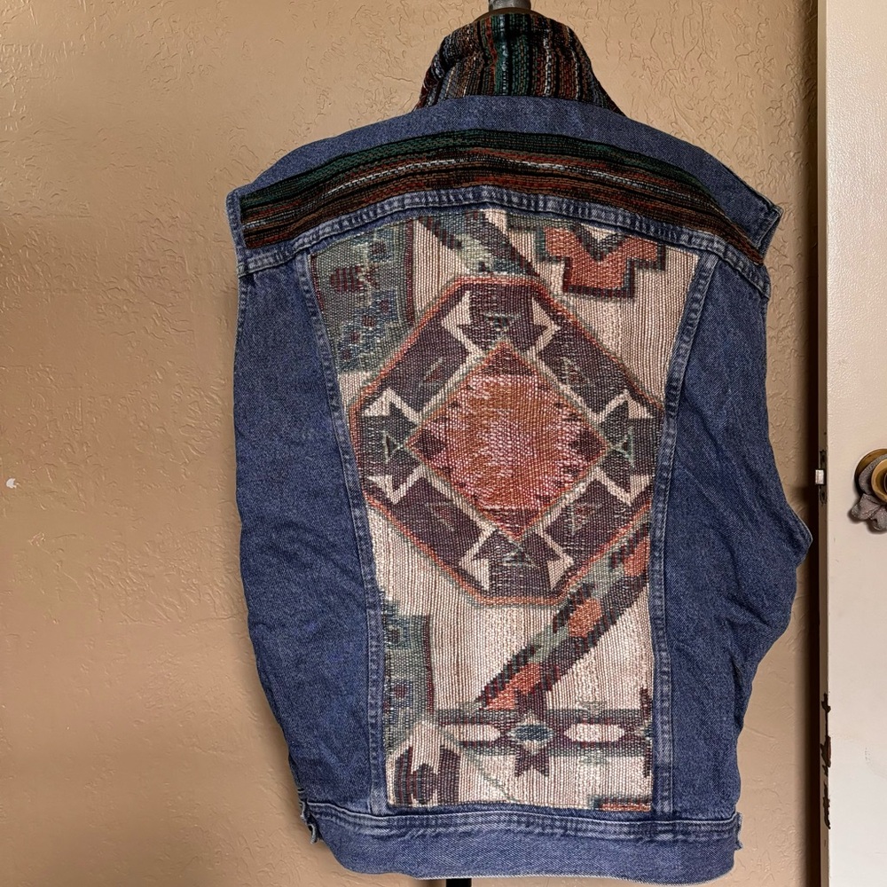 Vintage Lee Aztec denim vest flannel inside